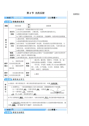 人教版八年級(jí)上冊(cè)物理第4章第2節(jié) 光的反射 學(xué)案.doc