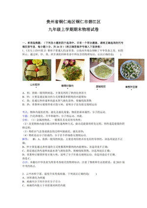 貴州省銅仁地區銅仁市碧江區九年級上學期期末物理試卷【解析版】.doc