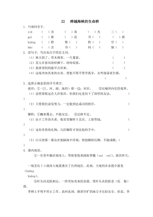 部編版四年級上冊語文22 跨越海峽的生命橋 課時練習題（含答案）.docx