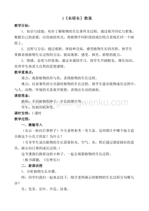 人美版小學美術一年級下冊2《長呀長》【教案】.doc