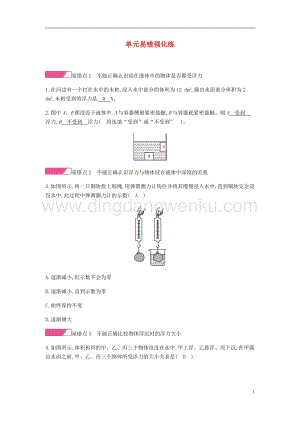 人教版八年級物理下冊第十章浮力單元易錯強化練分層精煉.docx