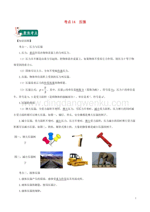 2020年中考物理考點總動員考點14壓強含解析.doc