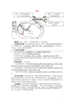 人教版七年級地理下冊8.1中東知識點歸納.doc