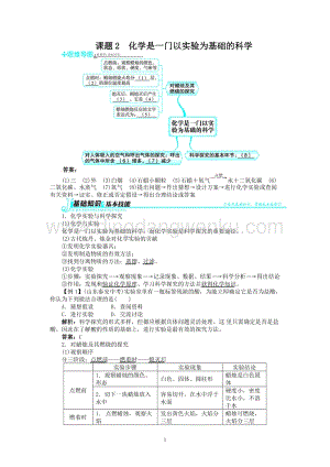 人教版九年級上冊化學例題精講：第1單元課題2是一門以實驗為基礎的科學.doc