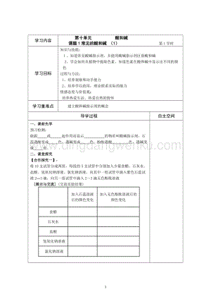 人教版九年級下冊化學第10單元 酸和堿 精品學案(12頁).doc