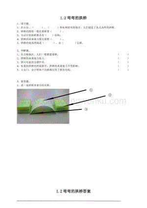 粵教粵科版五年級下冊科學彎彎的拱橋練習.doc