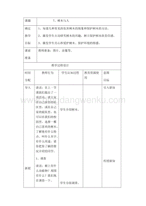 首師大版六年級上冊科學教案-7樹木與人.docx