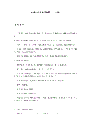 六年級下冊語文試題-小升初閱讀專項訓練（25）（無答案）全國通用.docx