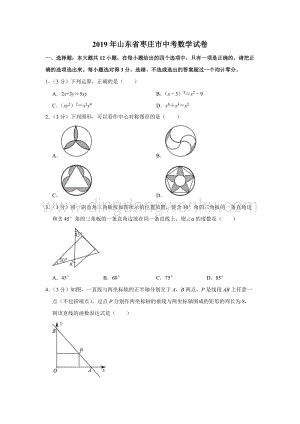 2019山東省棗莊市中考數(shù)學(xué)試卷解析版.doc