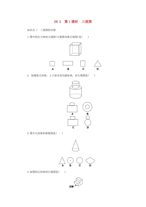 人教版初中數學九年級下冊第二十九章投影與視圖29.2三視圖第1課時三視圖作業設計新版新人教版.docx