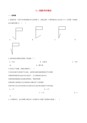 湘教版初中數學九年級下冊第3章投影與視圖3.1投影作業設計新版湘教版.doc