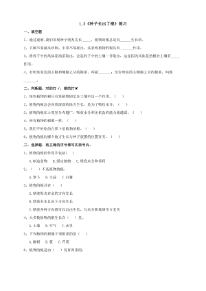 2021新教科版四年級下冊科學1.3《種子長出了根》練習題附答案.doc