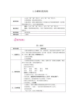 部編版二年級上冊語文1.小蝌蚪找媽媽教案.docx