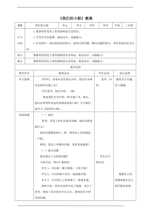 大象版二年級下冊科學1.2《我們的小船》優質教案（河南王老師）.doc