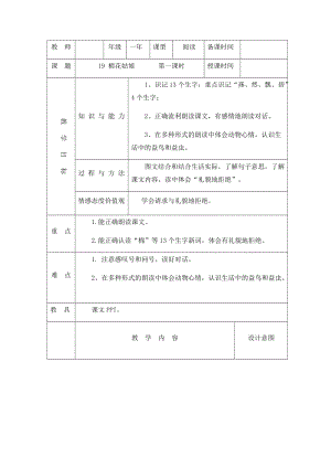 部編版一年級下冊語文19《棉花姑娘》優質教案（黑龍江范老師省級優課）.docx