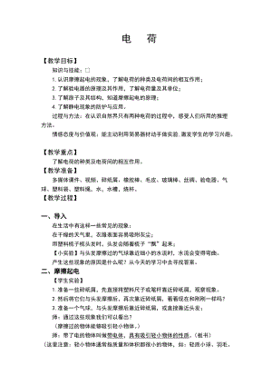 北師大版九年級(jí)物理11.3電荷教案（馮老師公開課作品）.docx