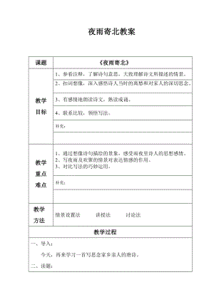 部編版七年級上冊語文《夜雨寄北》教案（沈老師公開課獲獎設計）.doc