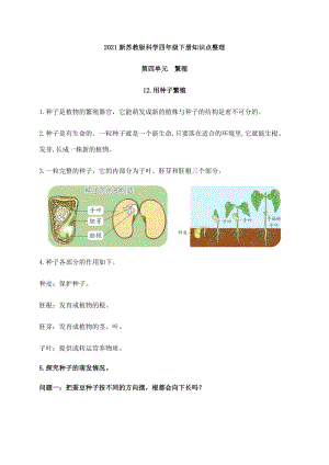 2021新版蘇教版四年級(jí)下冊(cè)科學(xué)第四單元繁殖知識(shí)點(diǎn)總結(jié).docx