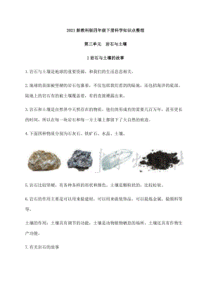 新教科版四年級下冊科學第三單元《巖石與土壤》知識點總結.docx