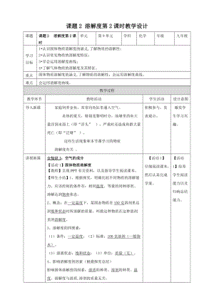 人教版九年級下冊化學課題2溶解度第2課時教案.doc