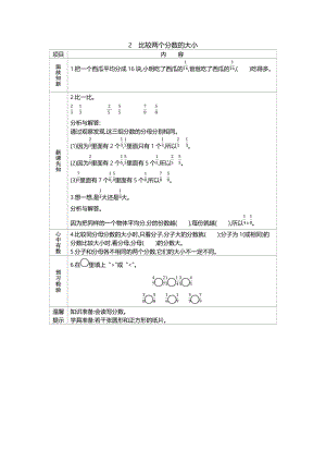 北京課改版三年級下冊數學6.2 比較兩個分數的大小 導學案.docx