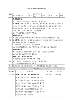 教科版四年級下冊科學3.7比較不同的土壤 教案.doc