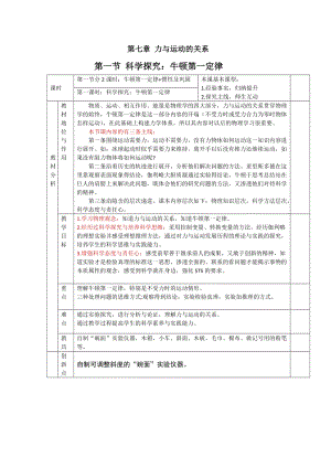 滬科版八年級物理7.1《科學探究：牛頓第一定律》教案（福建省級優課）.docx