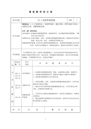 滬科版九年級物理15.1《電阻和變阻器》教案（李老師河南省級優課）.doc