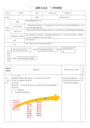 人教部編版九年級上冊道德與法制1.1《堅持改革開放》教案（吉林部級優課）.doc