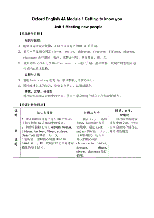 牛津上海版四年級上冊英語Module 1 Unit 1-教案.docx