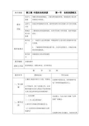 湘教版八年級上冊地理3.1 自然資源概況 教案.docx