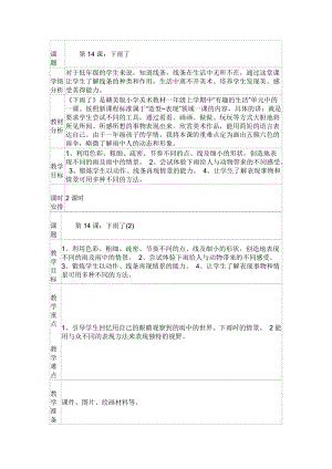 人教版一年級上冊美術4《下雨啦》教案（傅老師公開課作品）.doc