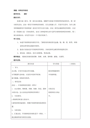 青島版（六三學制）五年級上冊科學17.材料的導熱性 教案.doc