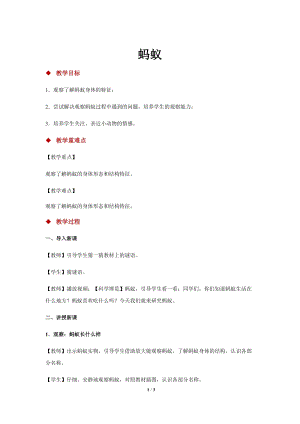 大象版一年級上冊科學2.3【教學方案】《螞蟻》.docx