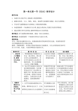 蘇教版一年級(jí)下冊(cè)科學(xué)1《石頭》教案（馮老師公開(kāi)課作品）.docx