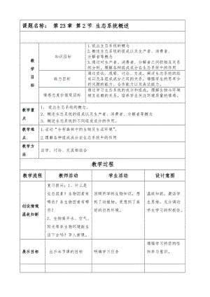 北師大版七下生物23.2《生態系統概述》教案（孫老師公開課作品）.docx