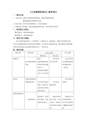蘇教版七下生物11.2《人體廢物的排出》教案（馮老師公開課作品）.docx