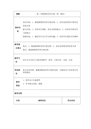 蘇教版八下生物21.2《植物的有性生殖》教案（鄭老師公開課作品）.docx