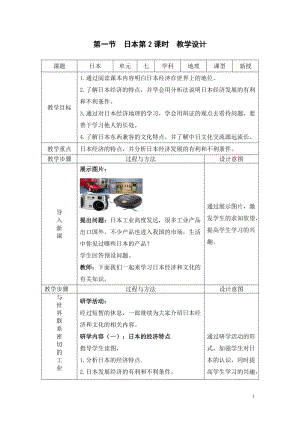 人教版七年級(jí)下冊(cè)地理7.1日本第2課時(shí)（教案）.doc