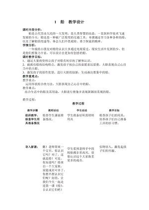 人美版一下美術1.船-教案（孫老師公開課教學設計）.doc
