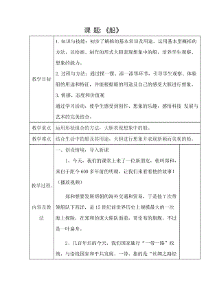 人美版一下美術1.船-教案（吳老師公開課教學設計）.docx