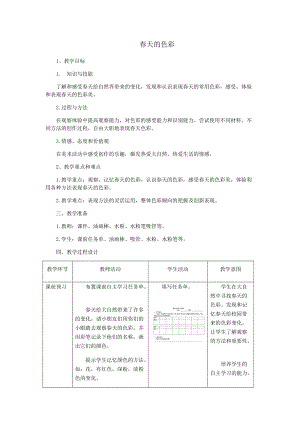 人美版一下美術15.春天的色彩-教案（裘老師公開課教學設計）.docx