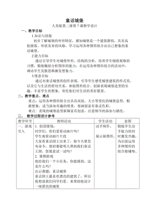 人美版一下美術7.童話城堡-教案（傅老師公開課教學設計）.doc