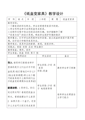 人美版二下美術(shù)第5課紙盒變家具-教案（水老師公開課教學(xué)設(shè)計(jì)）.doc