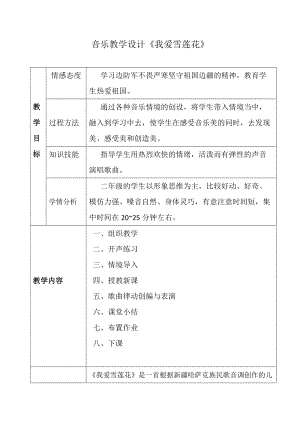 人音版二下音樂我愛雪蓮花教案（祖老師教學設計）.doc