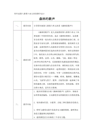 人音版四年級下冊音樂聆聽《森林的歌聲》教案（滕老師公開課教學設計）.doc
