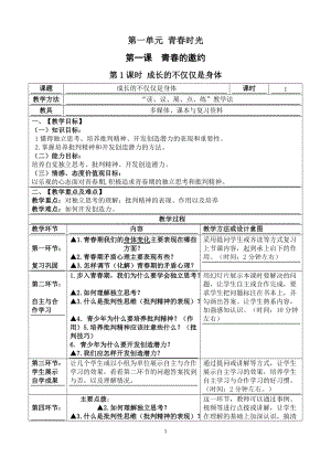 人教版七年級下冊道德與法制1.2成長的不僅僅是身體 教案.docx