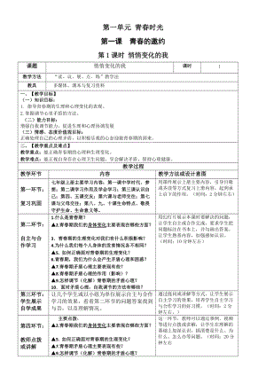 人教版七年級下冊道德與法制1.1悄悄變化的我 教案.docx