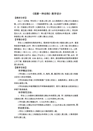 教科版一年級下冊科學(xué)2.3《觀察一種動物》教學(xué)設(shè)計.docx