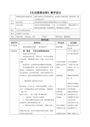 人教部編版七下道德與法制9.1《生活需要法律》教案（潘老師獲獎教學設計）.docx